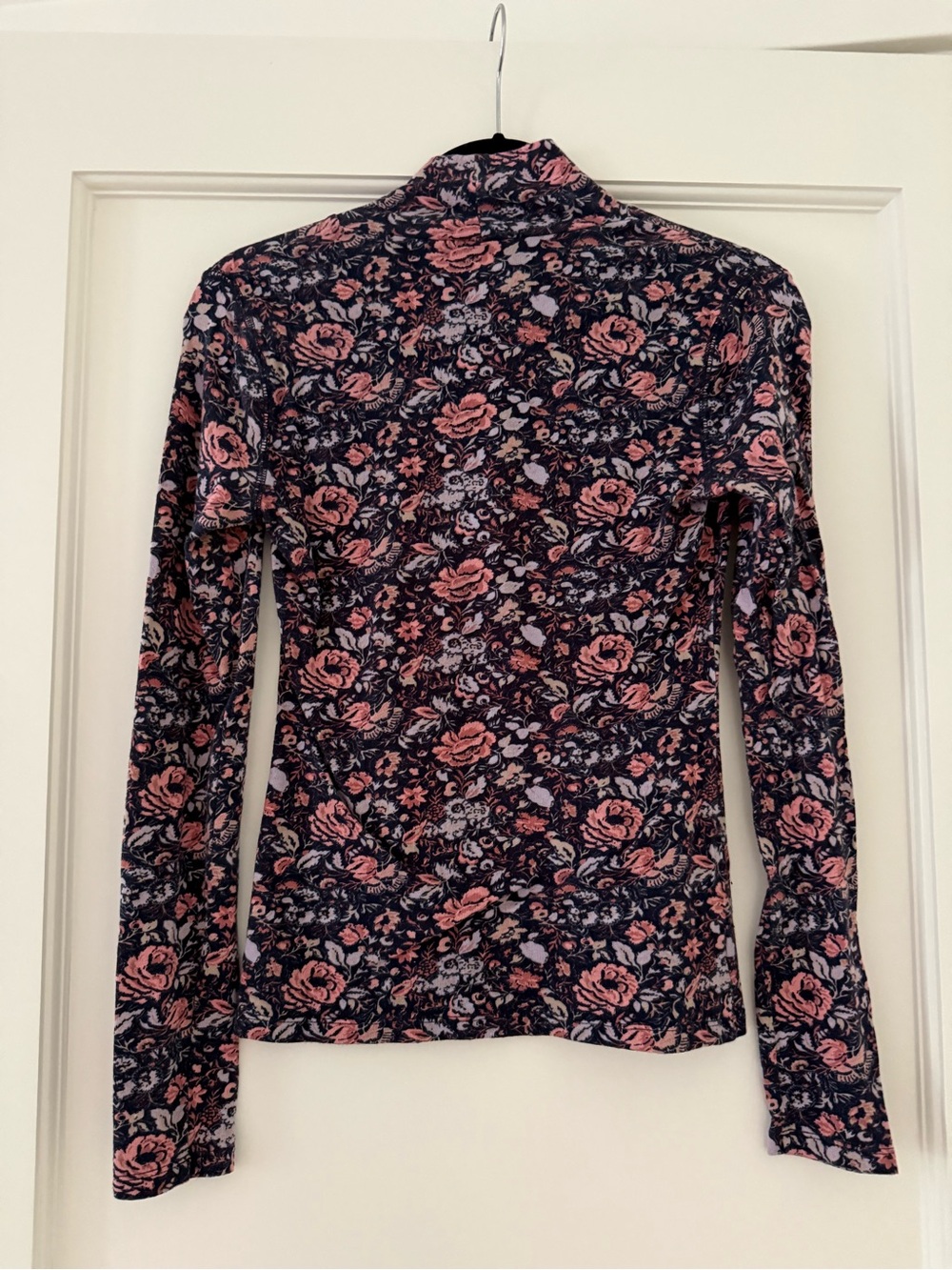 Mockneck Long-Sleeve Women's floral knit top; Anthropologie XS
